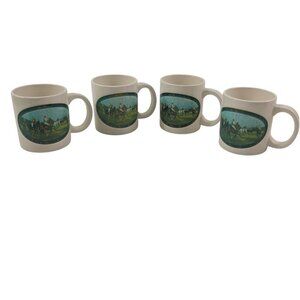 Vintage Polo Ralph Lauren Sport Polo Player 12 Oz Ceramic Cups Mugs - Set of 4